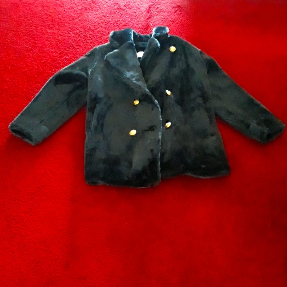 Navy Faux Fur Coat